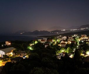 Romantic night on terrace of apartment for rent Utjeha Montenegro Mediterranean Europe